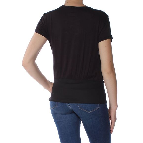 INC Womens Black Tie Color Block Short Sleeve Jewel Neck T-Shirt M - Picture 3 of 3